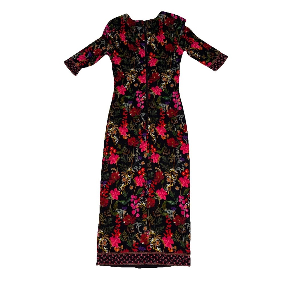 Alice + Olivia Delora Floral Fitted Bodycon Stretch Jersey Midi - Picture 6 of 11